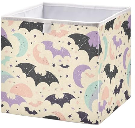 YETTASBIN Bat Cube Storage Bin, Large Foldable Storage Basket Toy Clothes Organizer Bin for Shelf, Closet, Nursery, Bedroom, Office, Home Decor