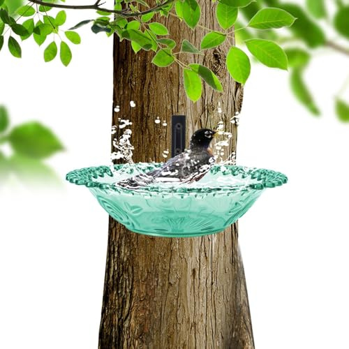 Baum Vogelfutterstation, Baum montierte Vogeltränke 22,9 cm Wandmontierte Vogeltränke für den Außenbereich, transparentes hängbares Wasserfutterbecken, installiert auf Holzzäunen, Bäumen, Deck, Innen