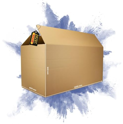 PROREGAL 1x Versandkarton 2-wellig | LxBxH 1200 x 600 x 600 mm | Mit Höhenriller & Belastbar bis 30 kg | Braun | Große Pappkiste Faltkarton Karton Paket für Versand mit DHL DPD GLS UPS Hermes