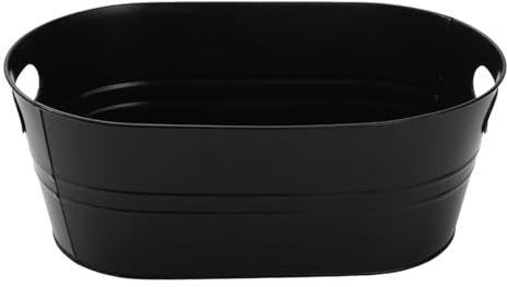 TTETTZ Cubo Ovalado de Hielo, Enfriador de Bebidas Clásico, Contenedor Galvanizado para, Negro, Individual