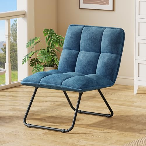 YITAHOME Klappstuhl Sessel Wohnzlmmer, Loungesessel, Ohrensessel, Lesesessel mit Aufbewahrungstasche, Einzelsofa fur Schlafzimmer Arbeitszimmer, Klappbar, mit Griff&Metalrahmen, Bis 150 kg, Blau