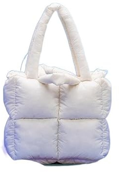 Plyschväska Tygväska för kvinnor, nylon, solid dragkedja, axelväskor för, väska, Vit, Talla única