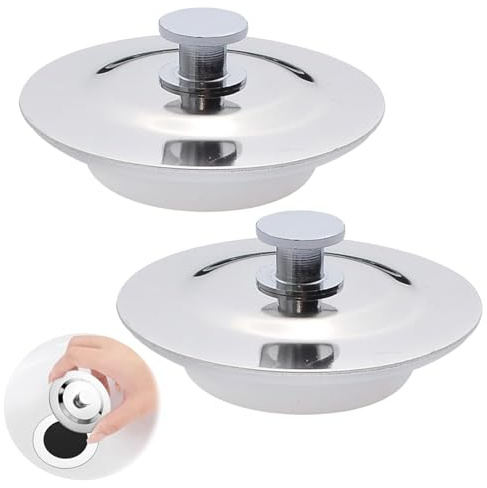 2 Pack Universal Bath Plug 42–45 mm – Stainless Steel Bath Plug, Bathroom Sink Plugs and Kitchen Sink Plug, Drain Stopper Sink Plug Replacement for Bathtub, Washbasin and Bathroom Plugs for Sinks