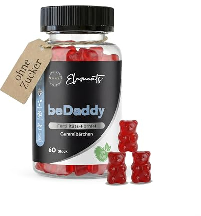 Asbirg beDaddy – Fertilitäts-Formel Gummibärchen für Männer mit Maca, L-Carnitin, Zink, Selen, L-Arginin & Q10 – 60 Stück – Vegan, Glutenfrei – | Fruchtbarkeit + Spermienproduktion