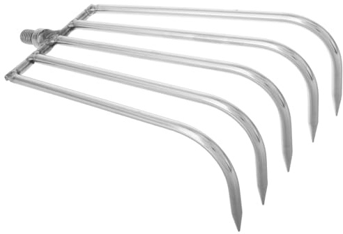 NIYANGLE Rastrello in Acciaio Inox 5 Denti per Diserbo e Pesca, Strumento Manuale Multifunzione per Giardinaggio e Manutenzione Prato, per Erbacce Acquatiche e Raccolta Foglie in Esterno