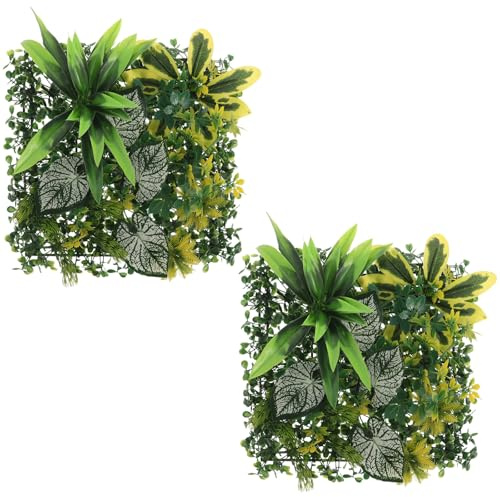 KESYOO Artificial Boxwood Hedge Wall Panels 30x30cm, 2pcs Faux Greenery Privacy Screen Mat for Indoor Outdoor Garden Patio Balcony Fence Decoration