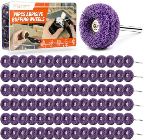 90 stycken 25 mm slipskivor & ullfilt poleringsskivor set för Dremel – 3 mm (1/8 tum) skaft, inkl. 15 polerskivor av ullfilt, för slipning och polering av metall, trä, hjulnav