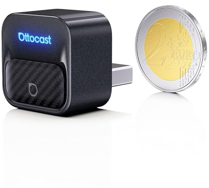 OTTOCAST Mini Core 2 en 1 Adaptador Inalámbrico CarPlay y Android Auto | Mini Dongle Compacto con Botón Smart Switch, Wi-Fi 6 y Bluetooth 5.4, Conexión Automática para el 98 % de los Vehículos