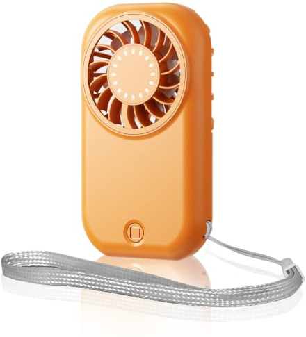 QSPORTPEAK Ventilador Portatil, Ventilador USB Mini Ventilador Pequeño de Mano 5 Velocidades,11000 rpm, para ventilador personal maquillaje,Oficina, Hogar, Aire Libre Naranja