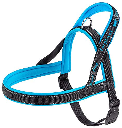 Ferplast Hundegeschirr Sport Dog, Hundegeschirr Große Hunde, Hundegeschirr Skandinavischen Stil, Praktischer Schnapper-Verschluss, Weiche Polsterung, Reflektierende Nähte, Blau