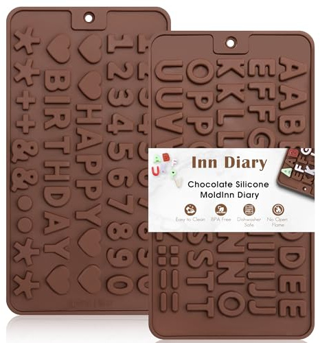 Silicone Letter Mold and Number Chocolate Molds with Happy Birthday Cake Decorations Symbols 2pcs