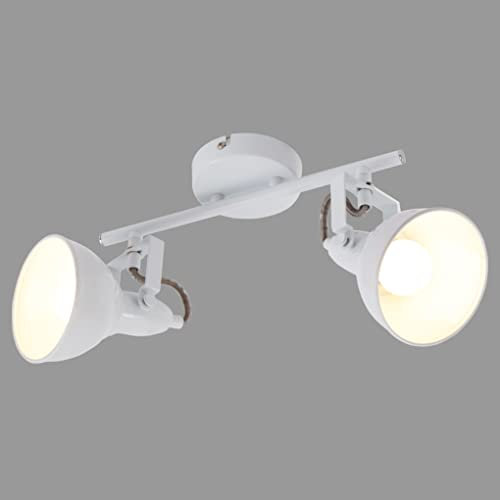 Briloner Leuchten - Plafoniera, plafoniera con 2 punti luce rotanti e orientabili in design rétro / vintage, in metallo, 40 W, bianca