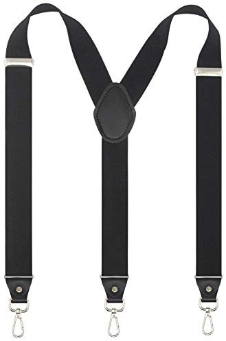 Timiot Mens Suspender with Swivel Hooks Adjustable Braces Y Shaped Elastic Comfortable Braces Strap (Black)