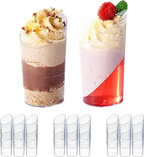 MATANA - 100 Mini Copas de Postre de Plástico Transparente - 70ml - Perfectas para Eventos al Aire Libre: Picnics, Fiestas, Cumpleaños, Eventos de Catering