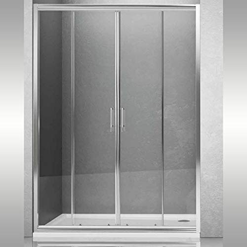 Porta Doccia Scorrevole Slide4 per Box Nicchia Quattro Ante Cristallo Stampato (1, 148-154 x h190 cm)
