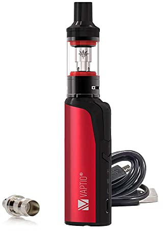 Vaptio COSMO Vape Kit con 1500mAh 30W Vape Mod 2,0ml Atomizador 0,7ohm/1,6ohm Bobinas duales Cigarrillo electrónico Vape Starter Kit No E Liquid No Nicotine (Rojo)