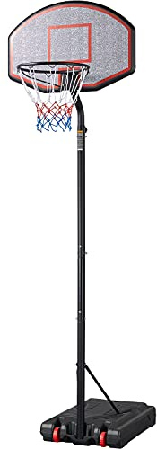 Yaheetech Panier de Basket Adulte Hauteur Réglable 304-353 cm Panier de Basketball Mural sur Pied avec Poteau Panneau Rouge