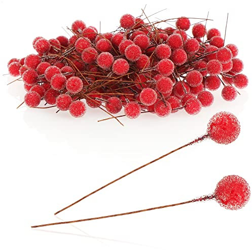 com-four® 240x decorazione a dispersione, rami decorativi con bacche, rami decorativi da spargere come articoli per l'artigianato, abbellire regali (240 pezzi - frutti di bosco ghiacciati)