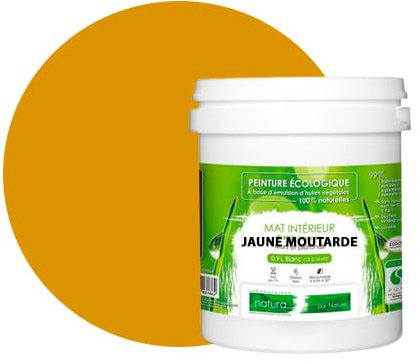 BOX DECO COULEURS Peinture murale naturelle écologique aspect mat intérieur Natura - 1L, Jaune Moutarde