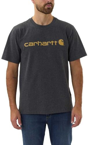 Carhartt, Herren, Lockeres, schweres, kurzärmliges T-Shirt mit Logo-Grafik, Anthrazit meliert, XL