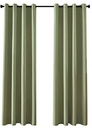 MRTREES Blackout Curtains Bedroom 90 Drop 2 Panels Sage Green Eyelet Thermal Curtain for Living Room Soft Texture Window Treatments for Kids 66x90 Inch 167x228 CM