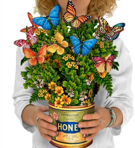 Freshcut Paper Pop Up Cards, Butterflies & Buttercups, 12 Inch Life Sized Forever Flower Bouquet 3D Popup Greeting Card, Birthday Cards, Thank You Card, Blank Notecard & Envelope