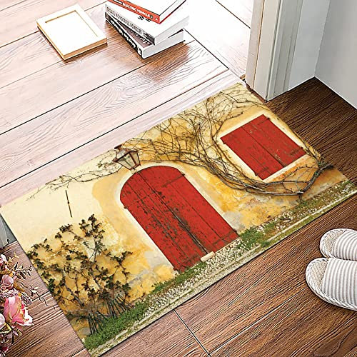 Badematte 50x80cm, Rutschfeste Badteppich, Fensterläden Alte Tür mit verblendeter Tür und Fenster zum ländlichen Toskana ,Mikrofaser Badvorleger mit, Wasserabsorbierende Weiche teppiche für Badezimmer