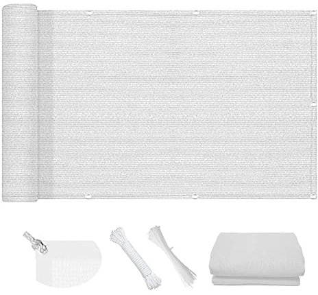 Tende da Sole per Esterno 4 x 8 m Permeabile all'Aria e all'Acqua Terrazzo Balcone Telo anti UV con Fune per Giardino, Balcone, Piscina, Bianco