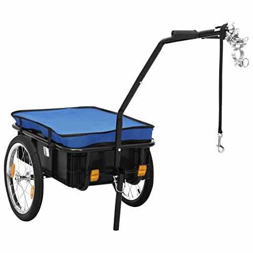CIADAZ Fahrradanhänger/Handwagen 155x60x83 cm Stahl Blau, Fahrrad Anhänger, Lastenanhänger, Handwagen, Fahrrad-lastenanhänger, Lastenfahrrad