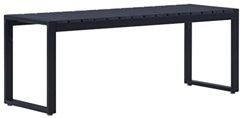 vidaXL Gartenbank Sitzbank Parkbank Gartenmöbel Balkonbank Terrassenbank Bank Pool Garten Terrasse 120,5cm PS-Platte Schwarz Eisengestell
