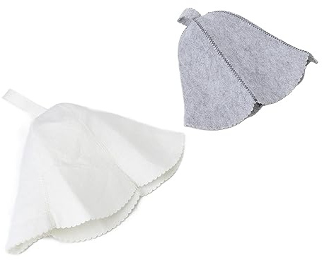 2 Stück Sauna-Filzhüte, Wasserabsorbierender Kopfschutz, Dusch-Badehut für Damen und Herren, grau-weiß, Filzverdickung, Wasseraufnahme, Bequem, Atmungsaktiv, Filz-Duschhauben