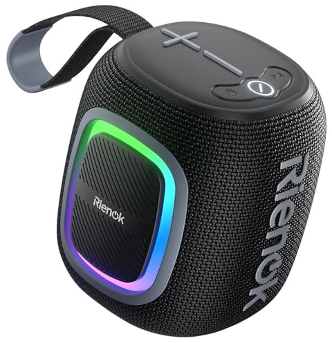RIENOK Cassa Bluetooth Potente Portatile Impermeabile Speaker Bluetooth 5.3, Radio FM/USB/AUX/Micro SD, Vero Stereo Senza Fili, Luce LED, Ricaricabile Tipo-C