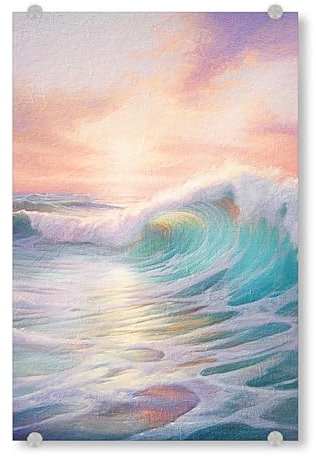 artboxONE Acrylglasbild 90x60 cm Reise/Strand und Meer Ozean Sonnenaufgang A - Bild Strand Ozean Schaum