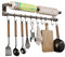 HMAKGG Barra Portautensili Cucina, Porta Utensili da Cucina Parete con 10 Gancio, 60CM Appendi Mestoli da Cucina Adesivo con Portarotolo, senza Foratura, Grigio