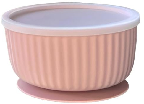Katzennapf mit Saugnapf & Silikondeckel 400 ml – Erhöhter Rutschfester Haustiernapf für Kätzchen, kleine Hunde, Kaninchen – Spülmaschinenfest, Nass- und Trockenfutter (Zartrosa)