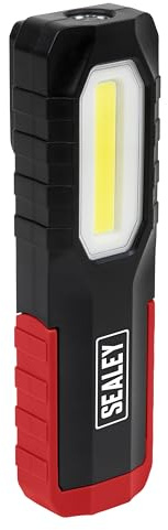 Sealey 3W COB & 2W SMD LED Rechargeable Inspection Light, with 180° Magnetic Stand - LED301, Black/Red