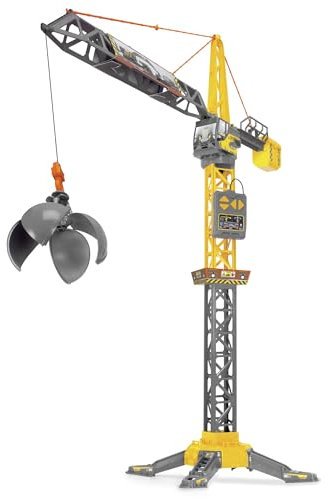 Dickie Toys Mighty Crane (110 cm) - Spielzeug Kran mit 360°-Drehung, Abrissbirne & Greif-Funktion - Ferngesteuerter Kran Spielzeug für Kinder ab 3 Jahre mit Kabel-Fernbedienung - 203729022