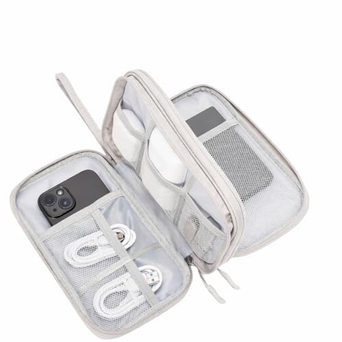 ProCase Porta Cavi da Viaggio a 3 Strati Viaggio Accessori Utili, Borse Organizer per Cavi Tech Pouch Custodia Portatile per Cavi, Caricabatterie, Power Bank, Adattatori -Grigio/S