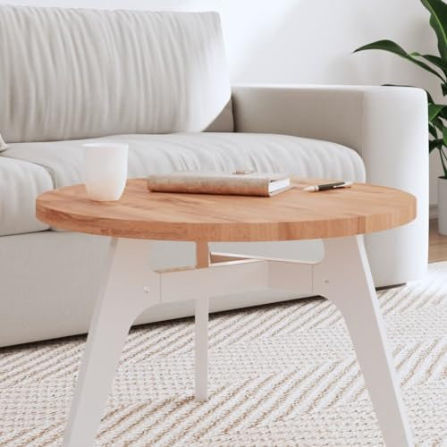 CIADAZ Tischplatte Ø60x2,5 cm Rund Massivholz Buche, Arbeitsplatte, Holzplatte, Schreibtischplatte, Waschtischplatte, Küchenarbeitsplatte - 355937