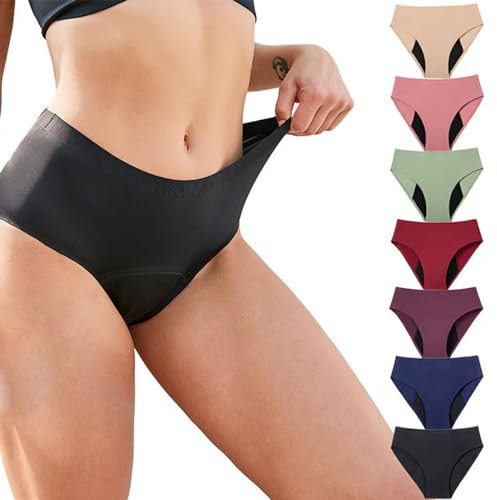 BESSIEPY Inkontinenz Unterwäsche für Frauen,7er Pack perioden unterwäsche Auslaufsichere Menstruation,Wochenbett Inkontinenz Pants (Color : Multi-colored, Size : L)