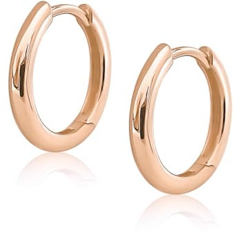 Mary & Jules Creolen Rosegold aus 925 Sterling Silber, vergoldet, aus recyceltem Silber - schlichte Damen Ohrringe Rosegold Creolen für Frauen und Mädchen, hautverträglich