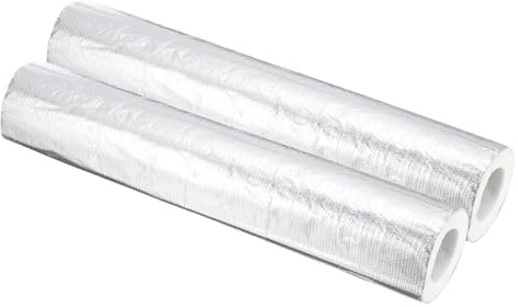 PATIKIL 1-11/16(43mm) ID 3-1/4(83mm) OD Pipe Insulation Foam Tube, 2Pcs 1.3Ft Self Adhesive Pre Slit Pipe Insulation Tube Cover Wrapping with Aluminum Foil for Winter Irrigation, White