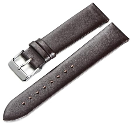 Chlikeyi Armband 13–24mm, ultradünn, Leinwandbindung, Ersatz-Uhrenkette für Damen, Dunkelbraunes Silber, 17mm