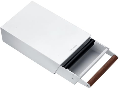 Normcore Espresso Klopfbox Schublade, Kaffeeklopfbox mit Walnussholzgriff, Espresso Mülltonne Trennung und abnehmbar, 304 Edelstahl, Größe:M, Mattweiß