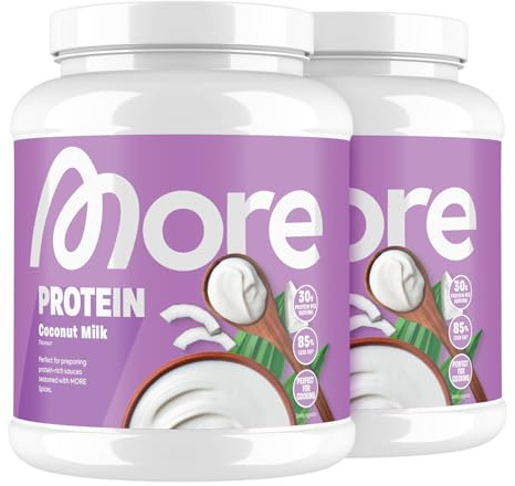 MORE Protein, Coconut Milk, 2 x 600 g, Mix aus Whey Konzentrat und Casein ideal zum Muskelaufbau und -erhalt, mit Laktase (Design kann variieren)