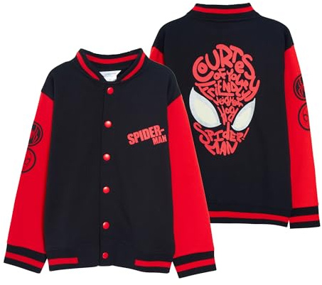 Chaqueta de Spiderman Varsity para niños con ojos que brillan en la oscuridad, chamarra de Marvel Spidey para niños