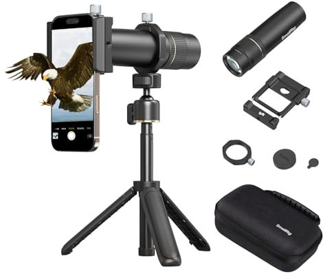 SMALLRIG 8x Telephoto Lens for Mobile Phone (T-mount), with Tripod + 8x Optical Zoom HD Telephoto Lens + Lens Clamp + Tripod Adapter + Lens Caps + Storage Bag, Support Hand-held Spot Shooting - 4737