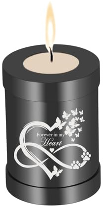 QGJNSGC Klein Urne Hund Mensch Urne Cremation Asche Kerzenhalter Erinnerungsgeschenk Gedenklicht Grabstein Hund Andenken Haustiere Haustiere Memorials Grablicht (Schwarz)