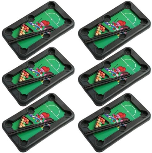 Muteitt Mini-billardtisch-spielset, 6-teiliges Kleines Billardtisch-billardtisch-Set Bällen Und Queues, Tragbares Tischspiel-Tisch-Snooker-spielset