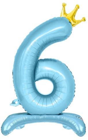 Luftballon 6. Geburtstag, Stehend Folienballon 6 Zahlen Luftballon Blau 32/81cm Folienballon Geburtstag Deko Junge